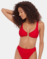 SLEEK 'N CHIC BIKINI TOP CHERRY Women's Bikini Top | Steve Madden