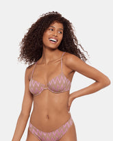 CHEVRON SHINE BIKINI TOP Purple Women's Bikini Top | Steve Madden