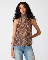 ALEXANE Bronze Halter Sleeveless Women's Top | Steve Madden