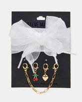 SHOE LACES AND CHARMS White Bow Lace & Cherry Heart Charms Shoe Accessory | Steve Madden
