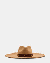 BOHO GLAM STUDS STRAW HAT TAN Women's Hat | Steve Madden
