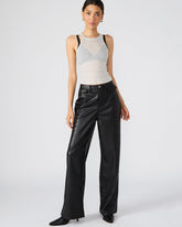 GERALDINE Black Faux Leather Straight-Leg Women's Pants | Steve Madden
