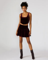 JAYLA Wine Flowy Velvet Women's Mini Skirt | Steve Madden
