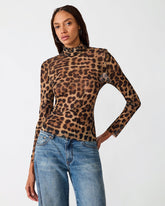 TEAGHAN Hot Spots Print Long-Sleeve Turtleneck Women's Top | Steve Madden