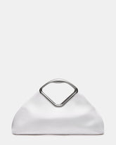 BARBARA Bag White Soft Satin Metal Bracelet Crossbody Clutch Handbag | Steve Madden