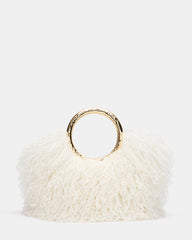 KOVA Cream Faux Fur Top-Handle Handbag | Steve Madden