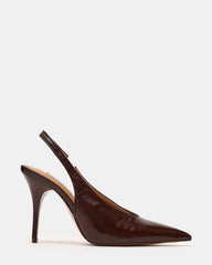 ANDROMEDA Brown Leather Slingback Pointed-Toe Stiletto Pump Women's Heel | Steve Madden