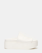 ARWEN White Leather Women's Platform Footbed Slide Chunky Sandal | Steve Madden