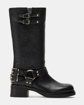 ASTOR Black Leather Knee-High Boot | Women's Boots | Steve Madden