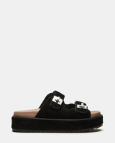 BIGSCHMONA Black/Black Suede Women's Platform Slide Sandal | Steve Madden
