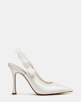 BRI White Satin Slingback Pump Women's Heel | Steve Madden