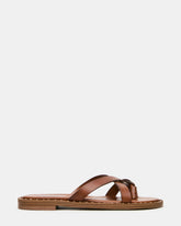 BRUTUS Tan Leather Studded Thong Strappy Mule Women's Sandal | Steve Madden