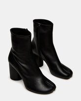 CARO Black Leather Tabi Split-Toe Block Heel Women's Ankle Boot | Steve Madden