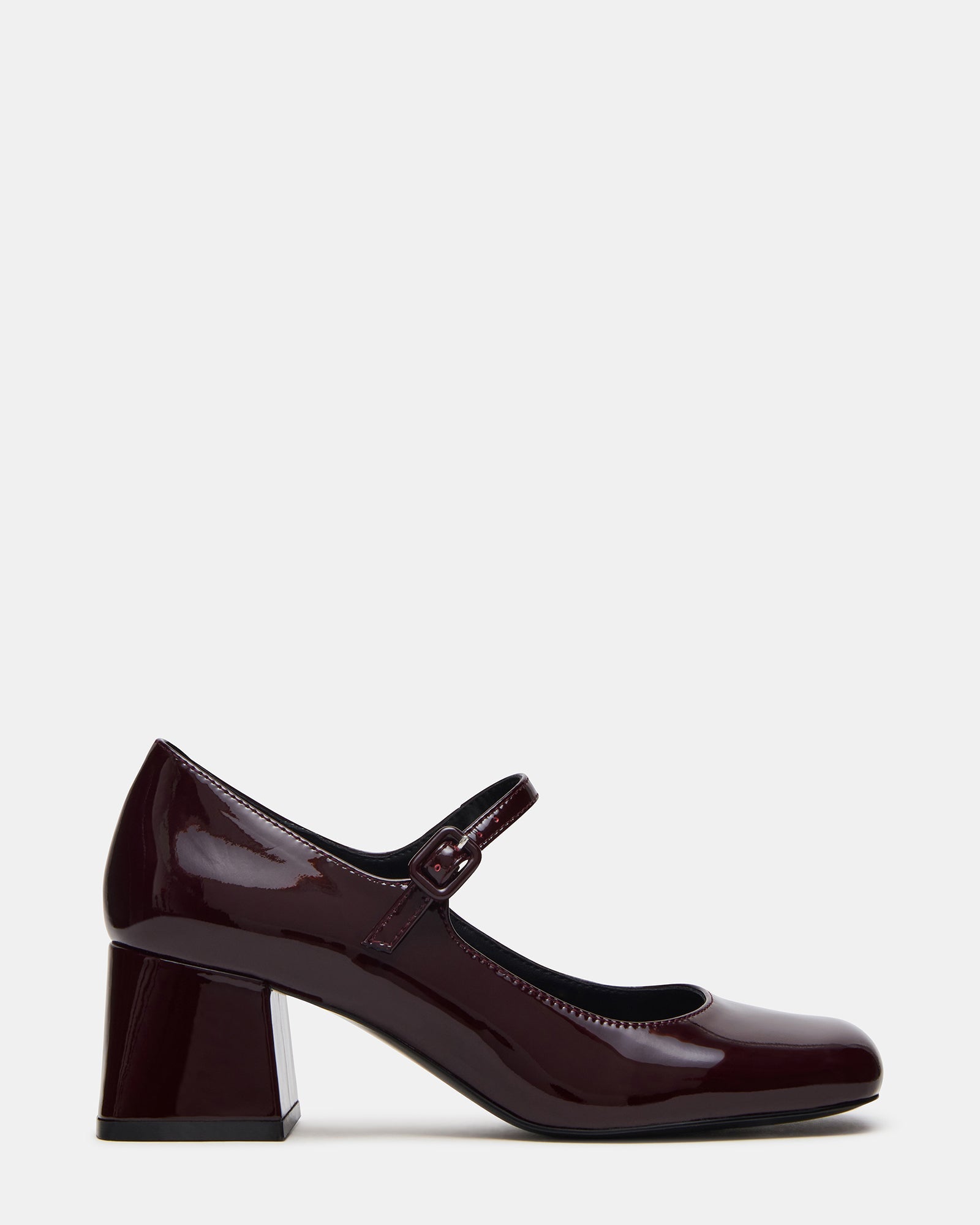 DARCEY Wine Patent Square-Toe Mary Jane Block Heel Women's Loafer | Steve Madden