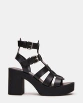 ESME Black Leather Fisherman Strappy Platform Women's Sandal | Steve Madden