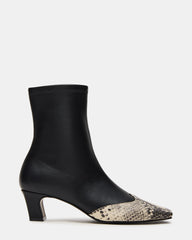 JETER Black Snake Square-Toe Women's Ankle Boot | Steve Madden