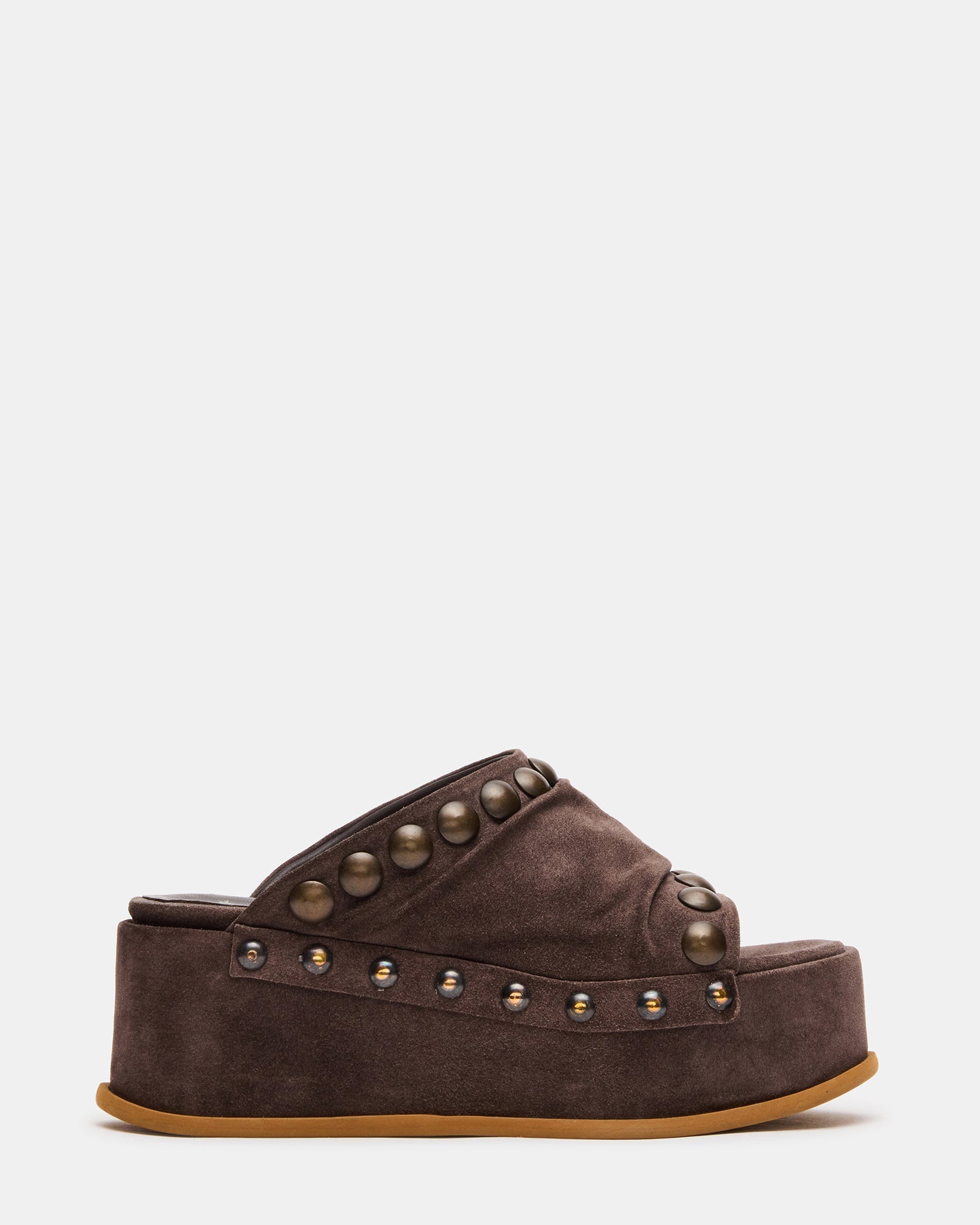 JULIUS Taupe Suede Studded Mule Platform Women's Sandal | Steve Madden