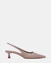 KATHY Taupe Leather Slingback Pointed-Toe Women's Kitten Heel | Steve Madden