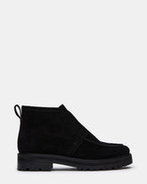 MALIK Black Suede Ankle Lug Women's Loafer | Steve Madden