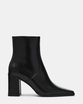 MARSAI Black Leather Square-Toe Block Heel Women's Ankle Boot | Steve Madden