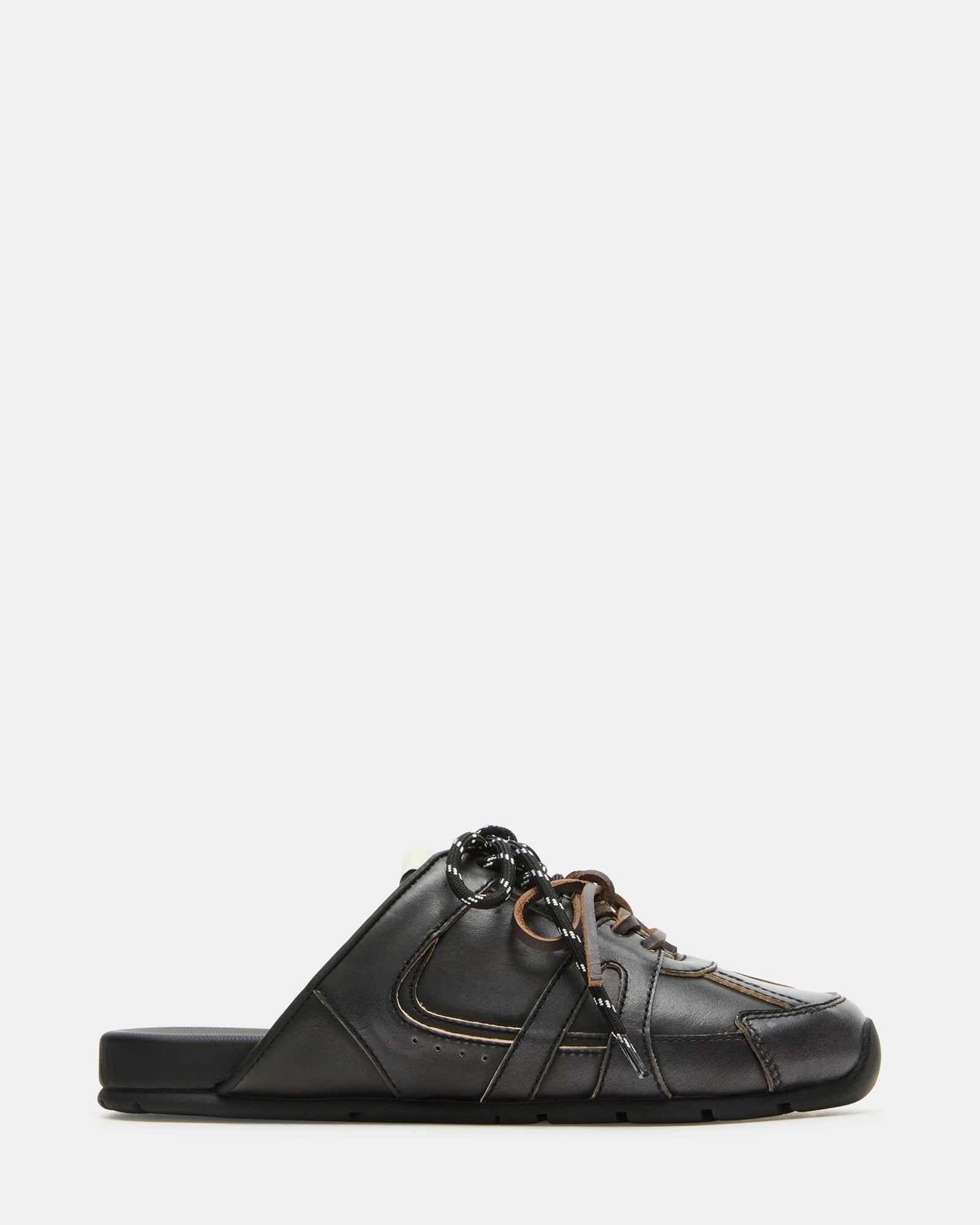 MAYSA Black Distressed Women's Low-Top Slip-On Mule Sneakers | Steve Madden