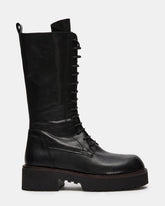 REXX Black Leather Lace-Up Lug Platform Women's Boot | Steve Madden