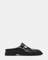 RONA Black Leather Mule Slip-On Buckles Women's Loafer | Steve Madden