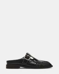 RONA Black Leather Mule Slip-On Buckles Women's Loafer | Steve Madden