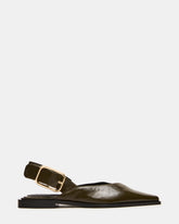 SHAY Olive Leather Pointed-Toe Slingback Ballet Women's Flat | Steve Madden