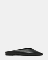 SHERMAN Black Leather Slip-On Mule Almond-Toe Women's Flat | Steve Madden
