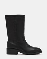 STRAY Black Leather Round-Toe Women's Boot | Steve Madden