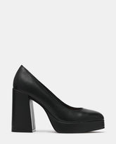TATI Black Leather Round-Toe Platform Women's Block Heel | Steve Madden