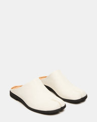 TINO White Leather Tabi Mule Split-Toe Slip-On Women's Flat | Steve Madden