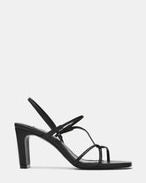 VINETIA Black Leather Strappy Square-Toe Women's Block Heel | Steve Madden