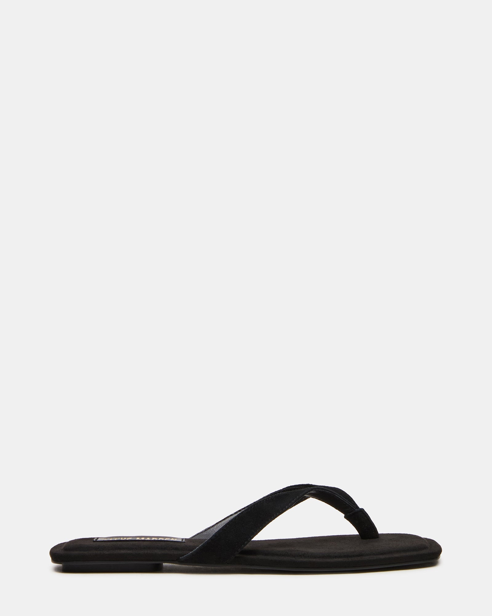 TRELLA Black Suede Square-Toe Thong Women's Sandal | Steve Madden