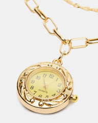 WATCH PENDANT NECKLACE GOLD