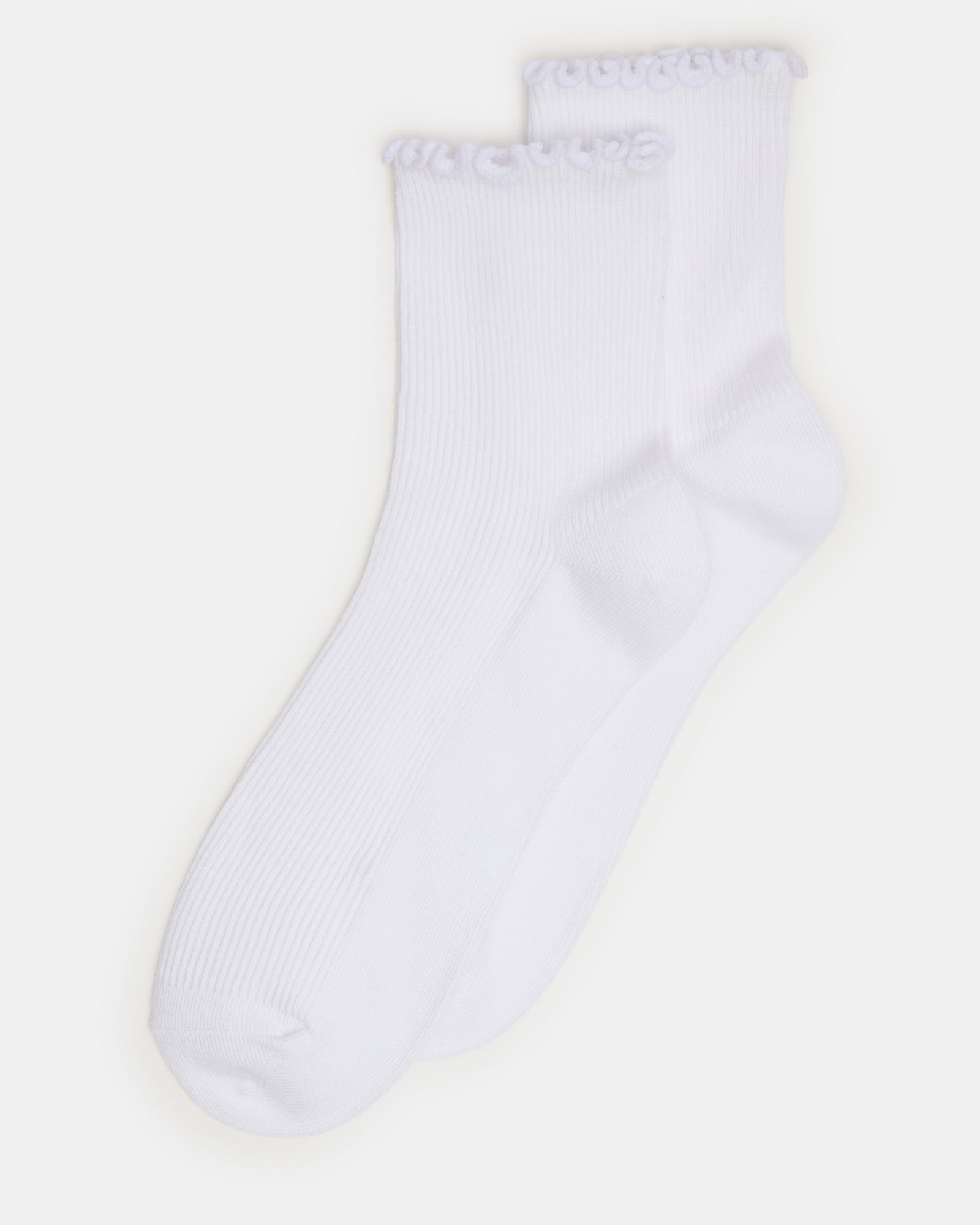 2 PACK LETTUCE EDGE RIB ANKLET White Women's Socks | Steve Madden