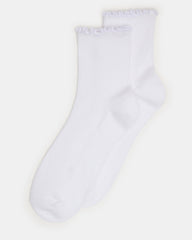 2 PACK LETTUCE EDGE RIB ANKLET White Women's Socks | Steve Madden
