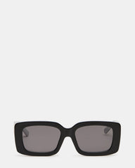 ASHLIN Black/White Frame Rectangle Grey Lens Sunglasses | Steve Madden