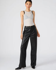 GERALDINE Black Faux Leather Straight-Leg Women's Pants | Steve Madden