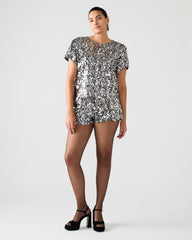 CRESSA Silver Embellished Sequin Women's Top | Steve Madden