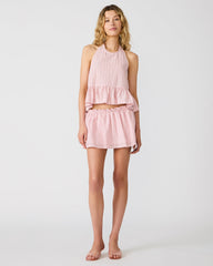 CERISE Cameo Pink Halter High-Neck Peplum Women's Top | Steve Madden
