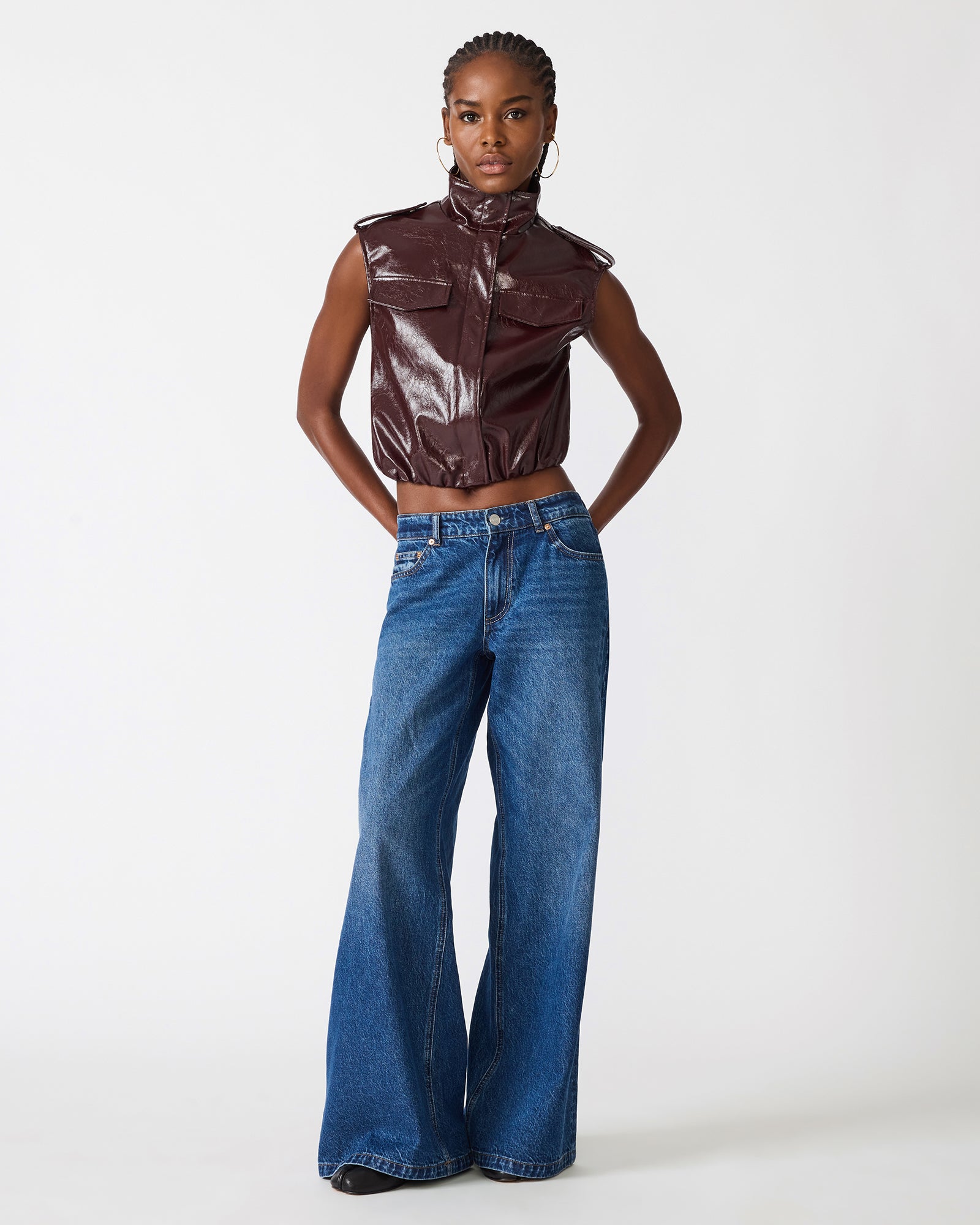 LUXIE Deep Fig High Neck Sleeveless Women's Vest | Steve Madden