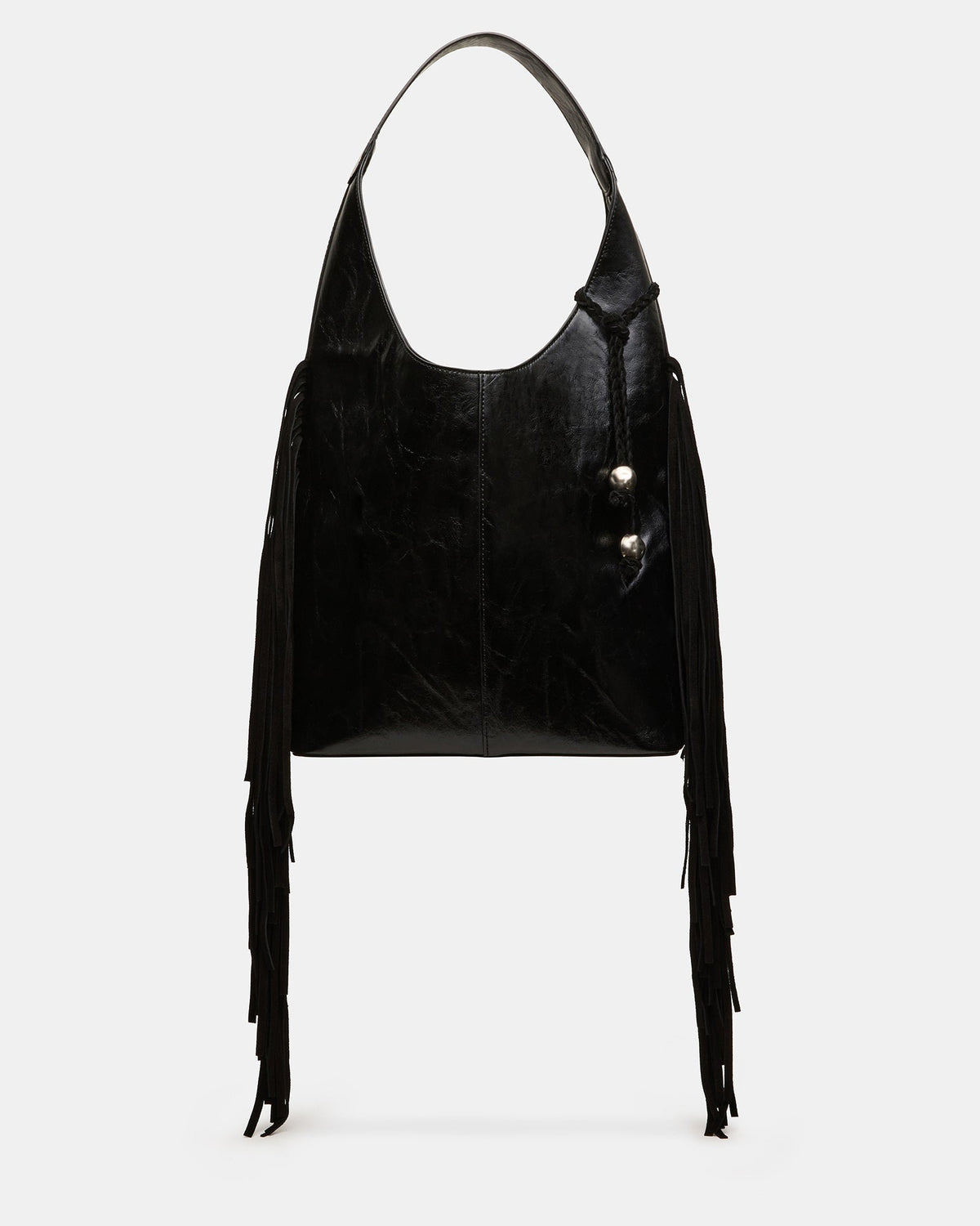 AUTUMN Fringe Bag Black Slouchy Hobo Suede Tote Handbag | Steve Madden