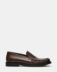 CELESTINO Brown Leather Slip-On Square-Toe Scrunched Men's Loafer | Steve Madden