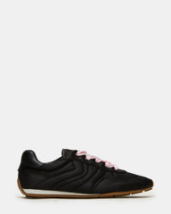 ABBI Black Satin Low-Top Lace-Up Women's Sneaker | Steve Madden