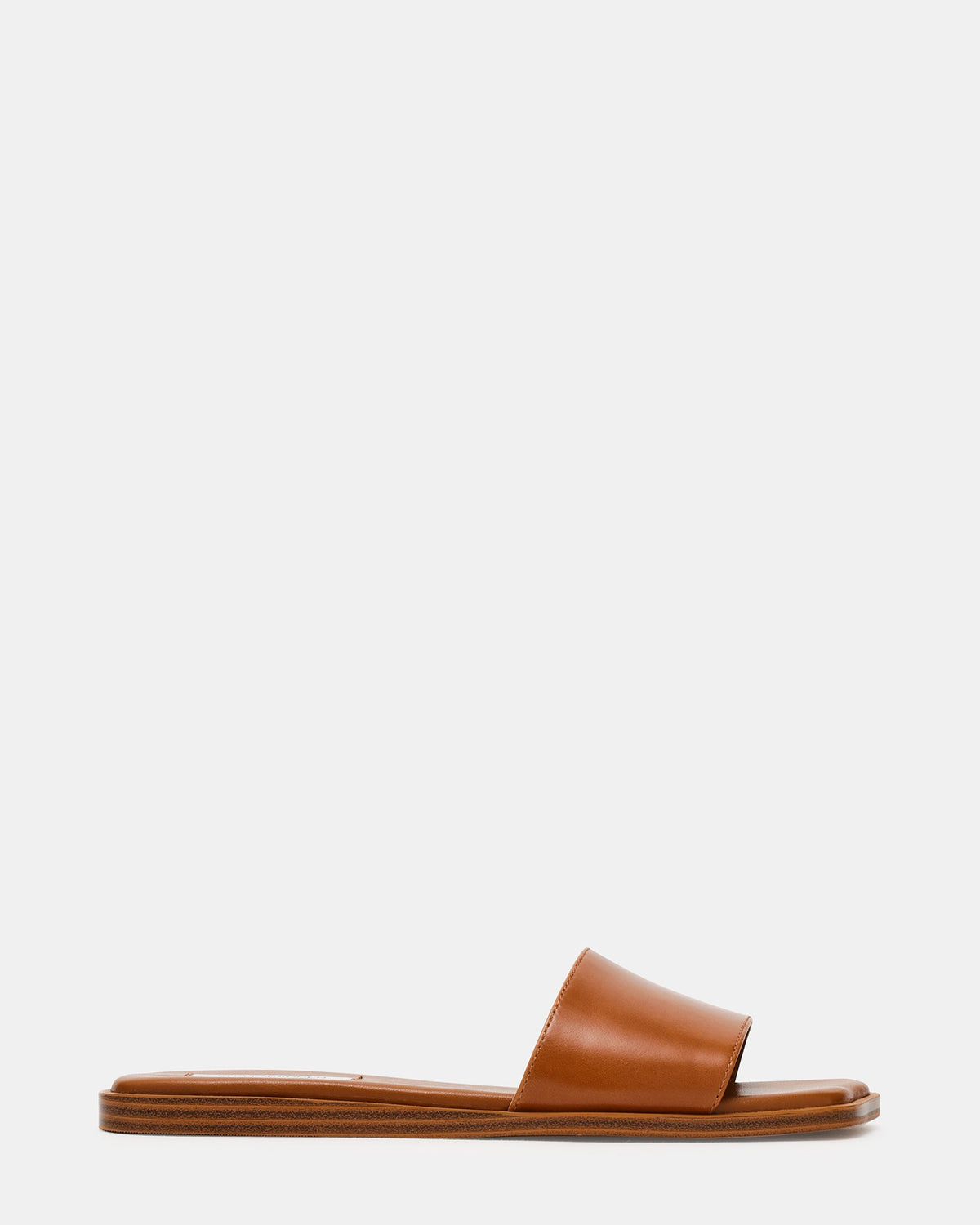 AVRA Tan Leather Wavy-Toe Slide Women's Sandal | Steve Madden