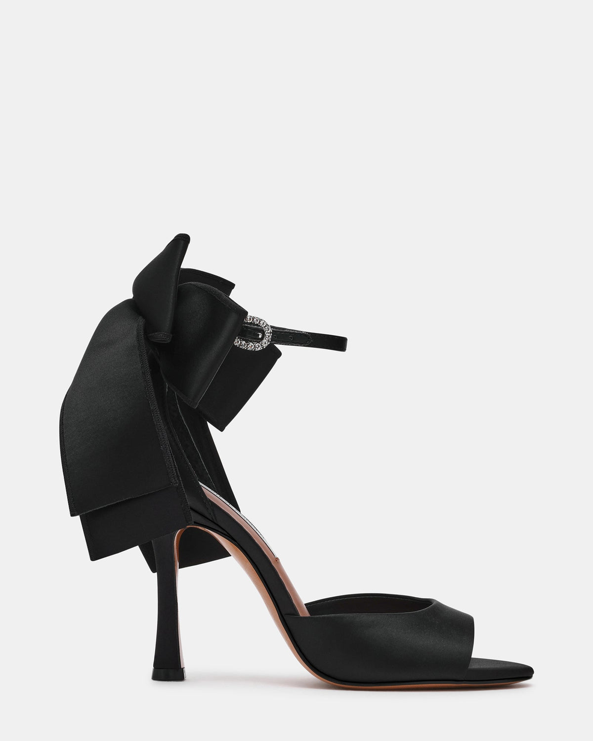 BOUGIE Black Satin Bow Women's Heel | Steve Madden