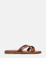 BRUTUS Tan Leather Studded Thong Strappy Mule Women's Sandal | Steve Madden
