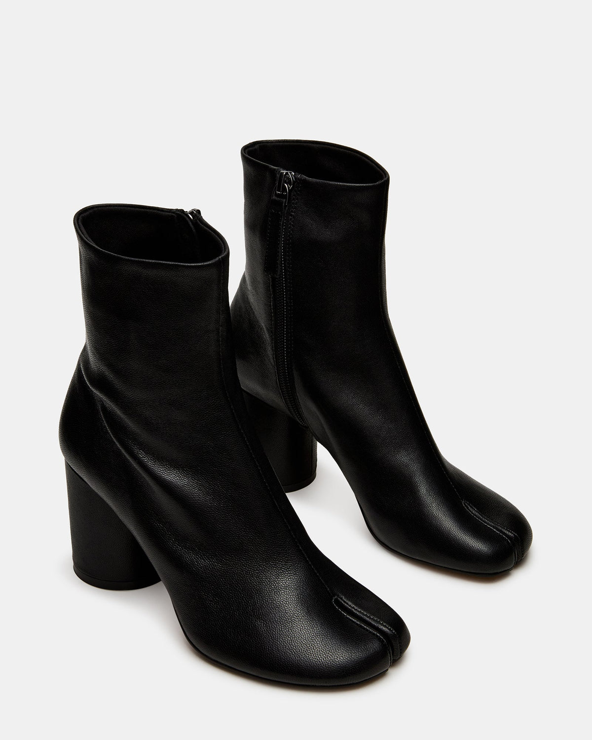 CARO Black Leather Tabi Split-Toe Block Heel Women's Ankle Boot | Steve Madden